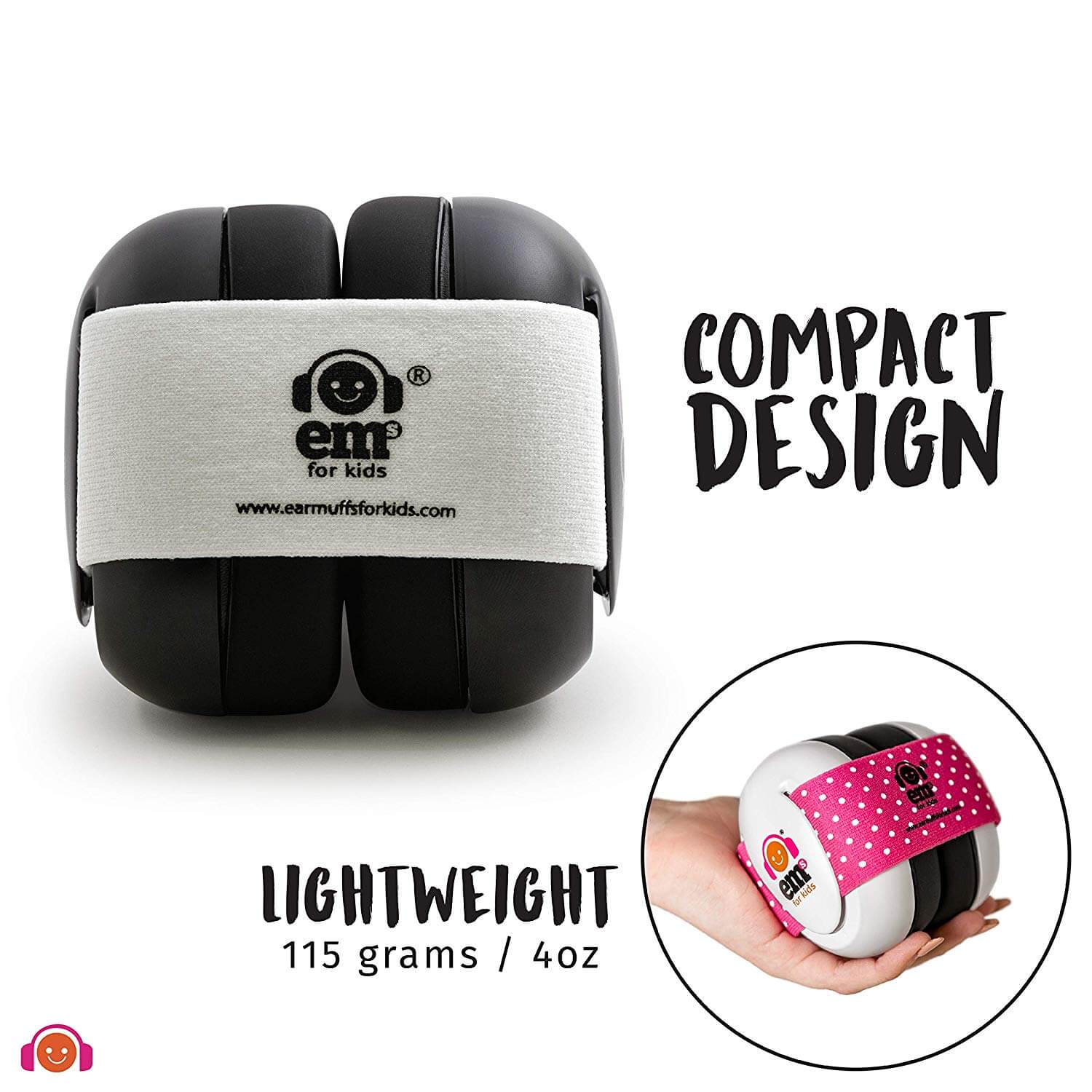 Ems Baby Earmuff – Black with White Stripe - Gambar 2